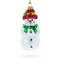Snowman With Black Buttons and Red Nose Glass Christmas Ornament
